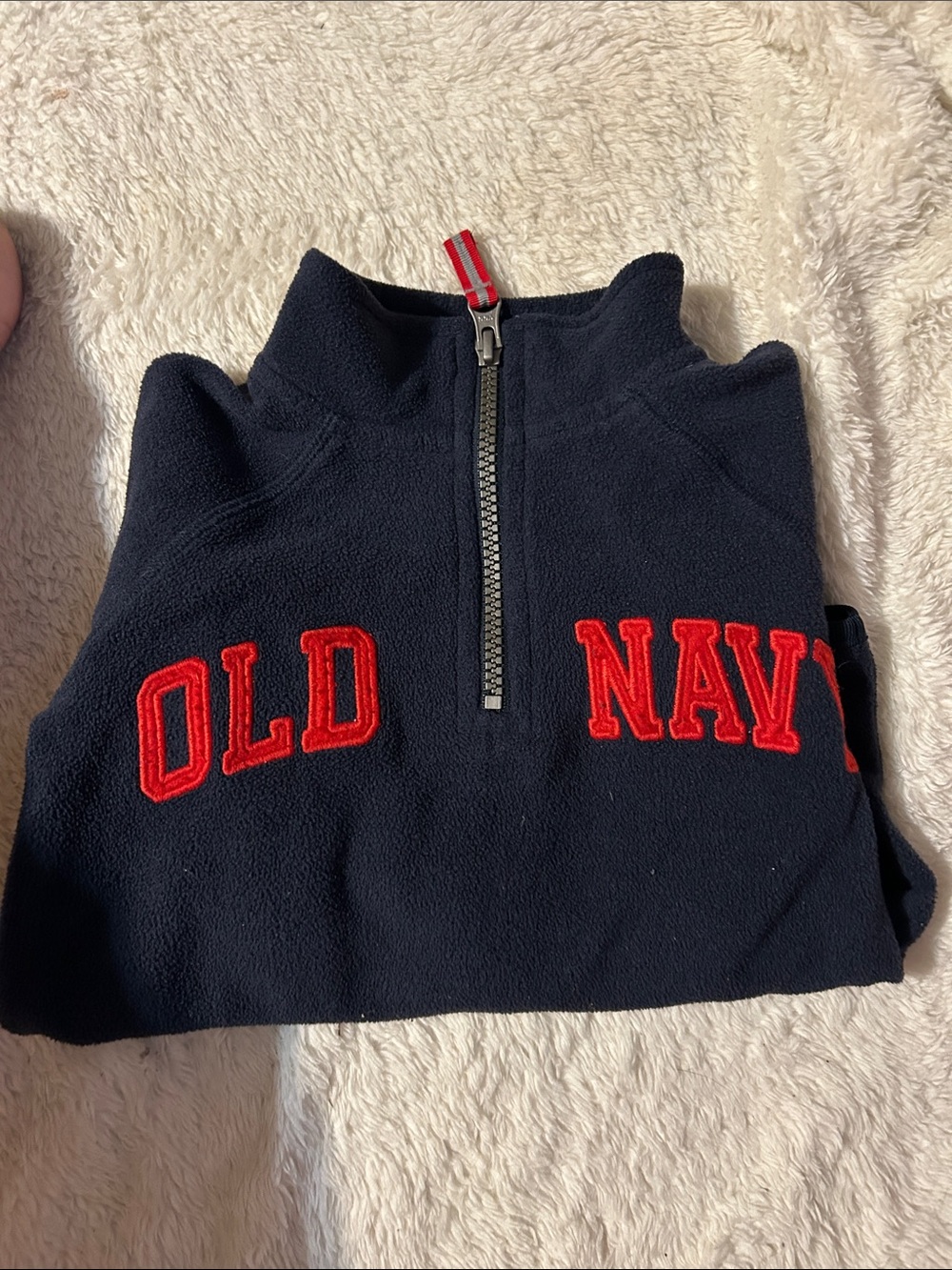 Old Navy Navy Half-Zip Fleece Pullover with Red Appliqué
